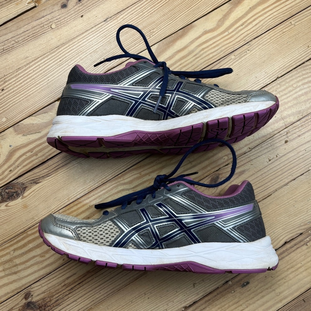 Asics Gel-Contend 4 Womens Running Shoes Grey Purple Silver athletic Size 6.5 - Picture 3 of 9